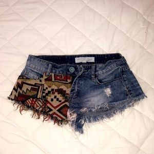 Tribal/Denim jean shorts
